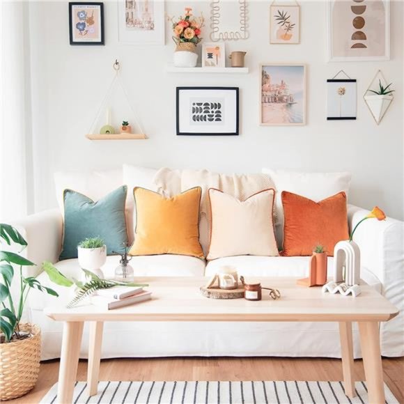 Decorative Throw Pillow Covers Cushion Cases, Set of 4 Soft Velvet Modern - Picture 6 of 12